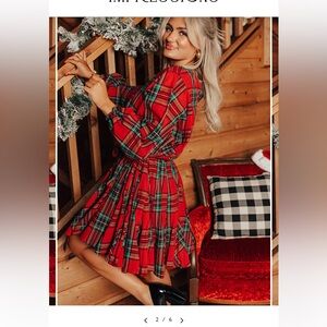 SOLD. Red Plaid Holiday Fall Dress